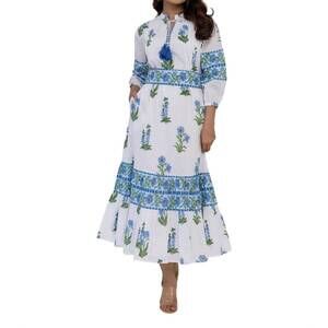 NEW ISLAPAYAL ascot maxi dress in wildflower blue
